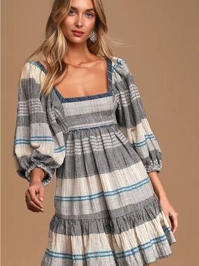 Free people cozy striped baby doll dress